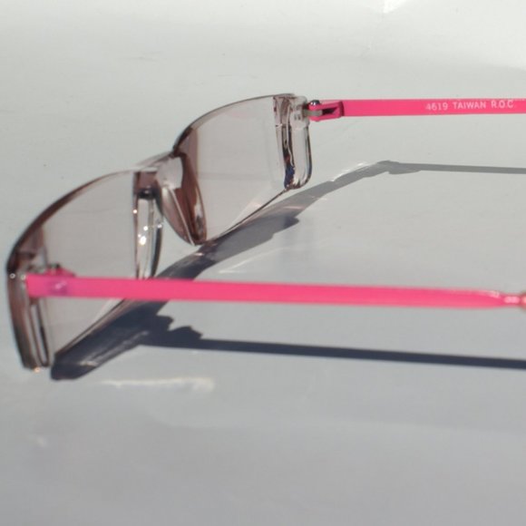 (NWT) Vintage 90's Rectangle Rimless Half Frame Reading Sunglaases +2.50 (Pink) - Picture 2 of 4